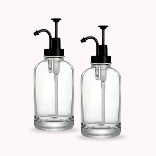 Bela Glass Dispenser Set | 500ml, Black Metallic Trigger, Set of 2