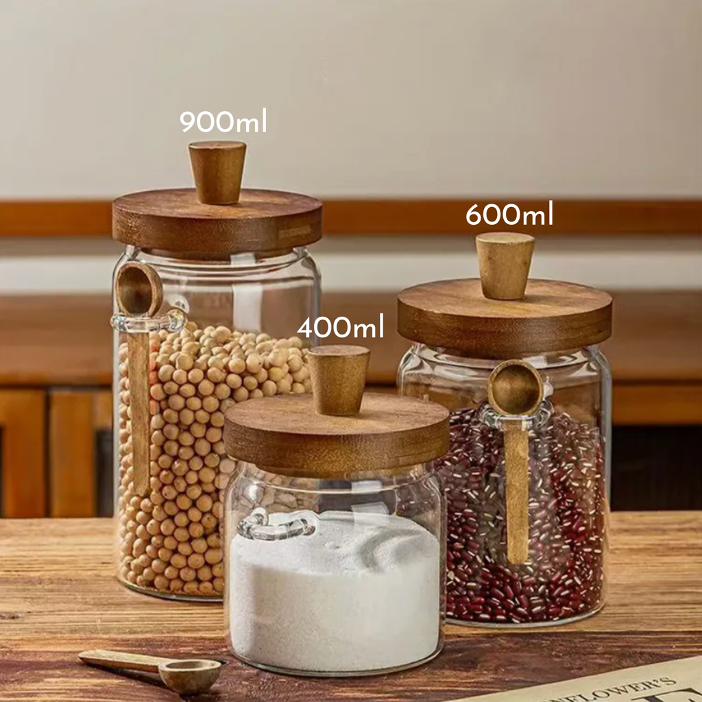 Bela Glass Storage Containers Set | Bamboo Lids, Airtight Seal
