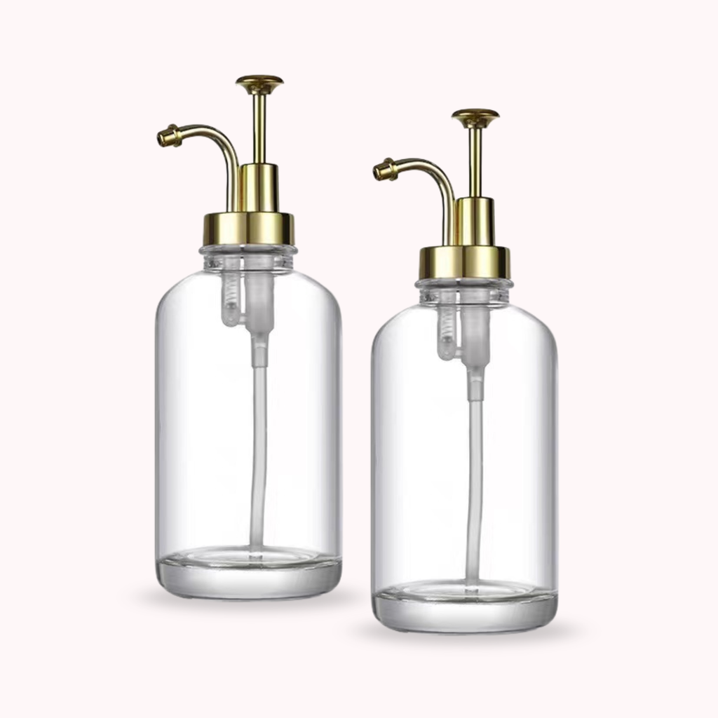 Bela Glass Dispenser Set | 500ml, Gold Trigger, Reinforced Base