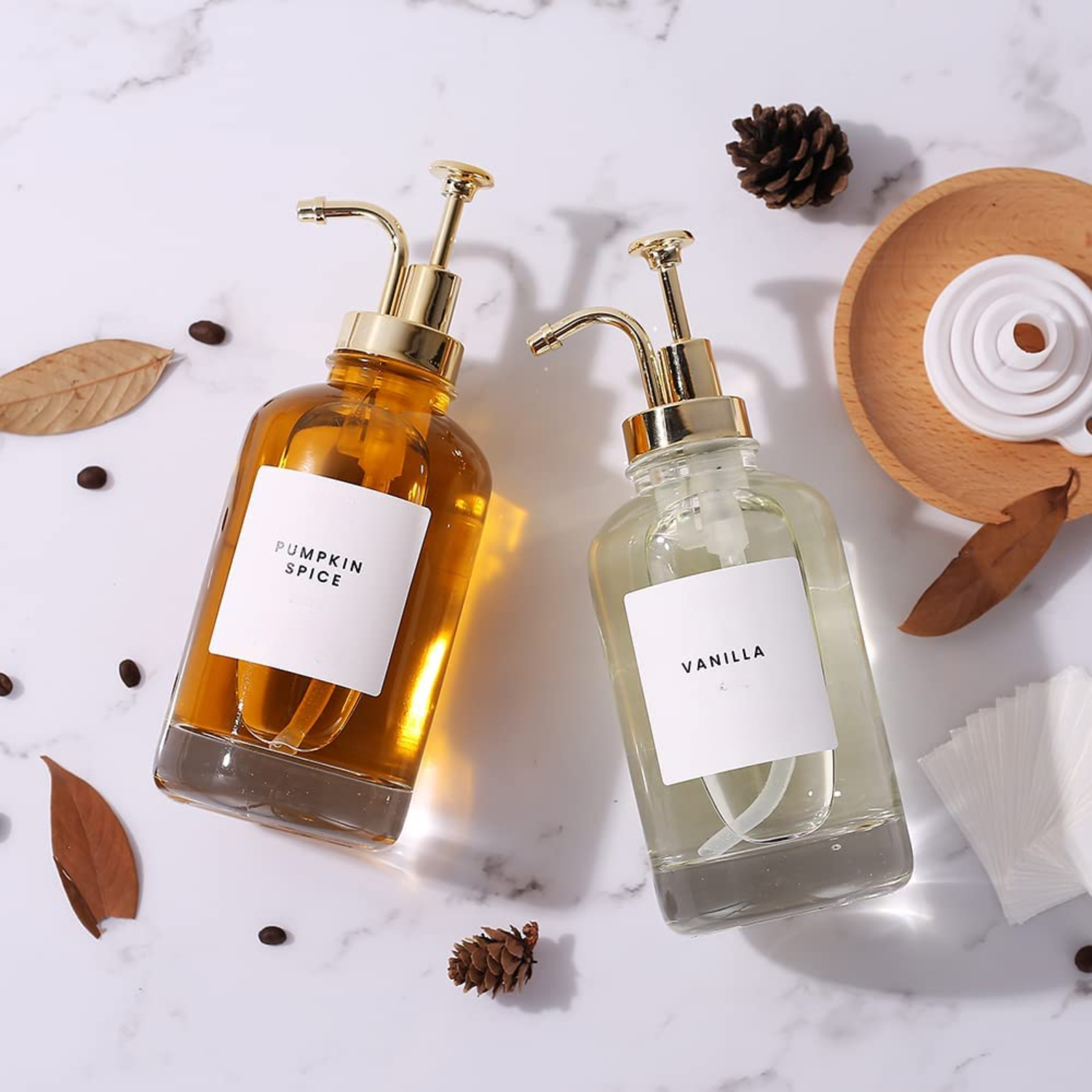 Bela Glass Dispenser Set | 500ml, Gold Trigger, Reinforced Base