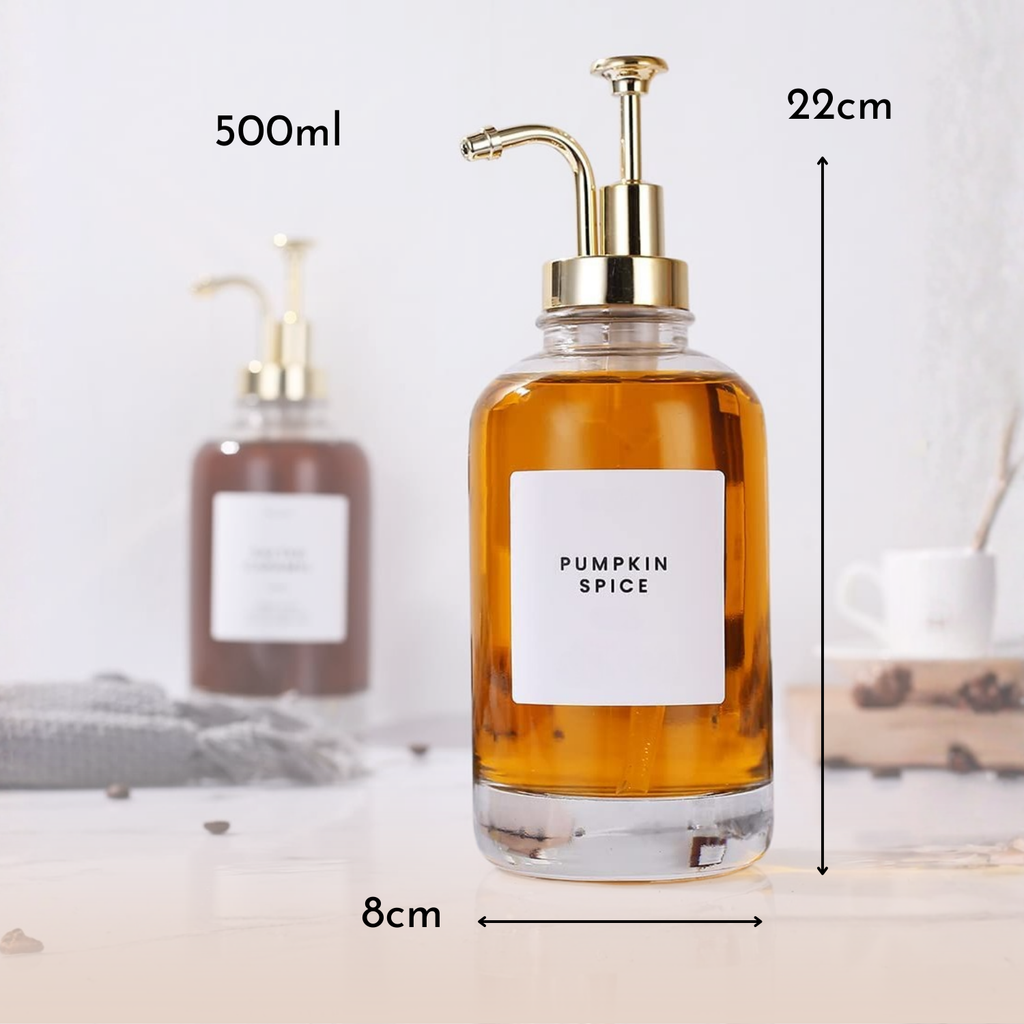 Bela Glass Dispenser Set | 500ml, Gold Trigger, Reinforced Base