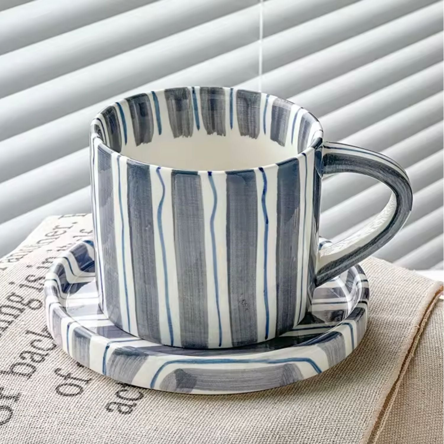 Bela Vintage Plate and Cup Set | Hand-Painted Ceramic, 3-Piece