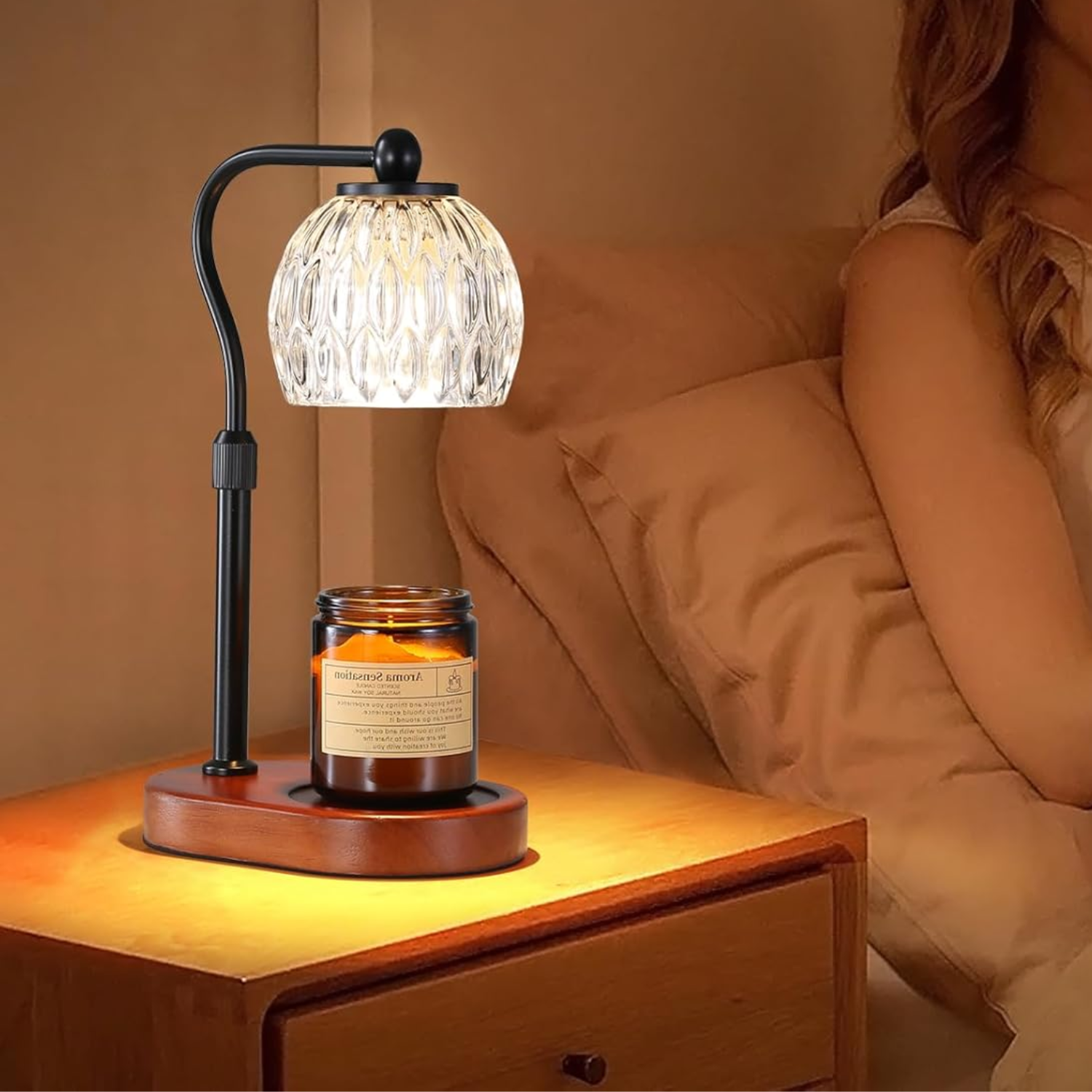 Aromatic – Black Modern Lantern Candle Warmer Lamp