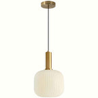 Brio Glass Pendant Light | Ribbed Shade, Polished Brass Finish