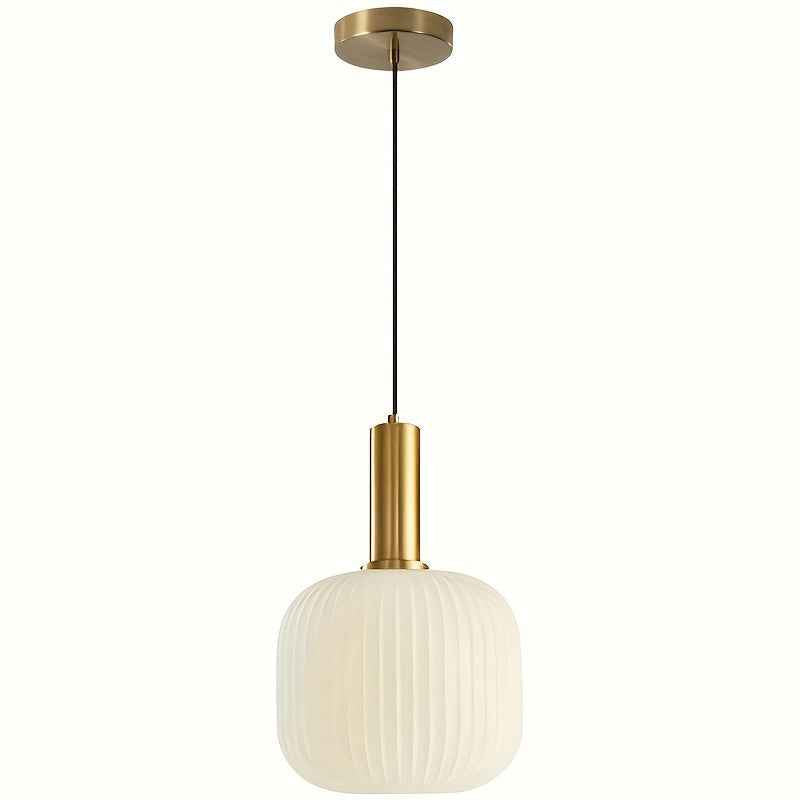Brio Glass Pendant Light | Ribbed Shade, Polished Brass Finish