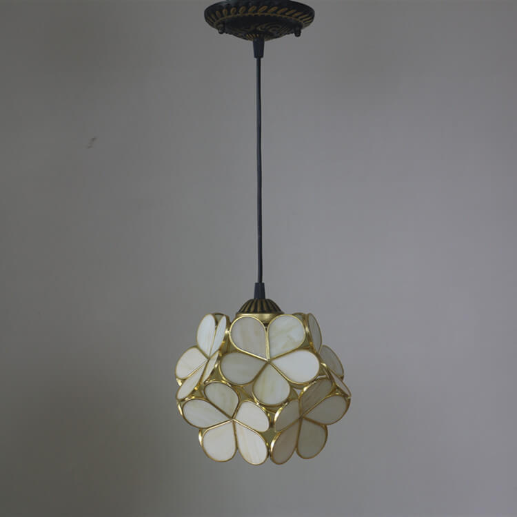 Retro Stained Glass Petal Single-Light Pendant Fixture