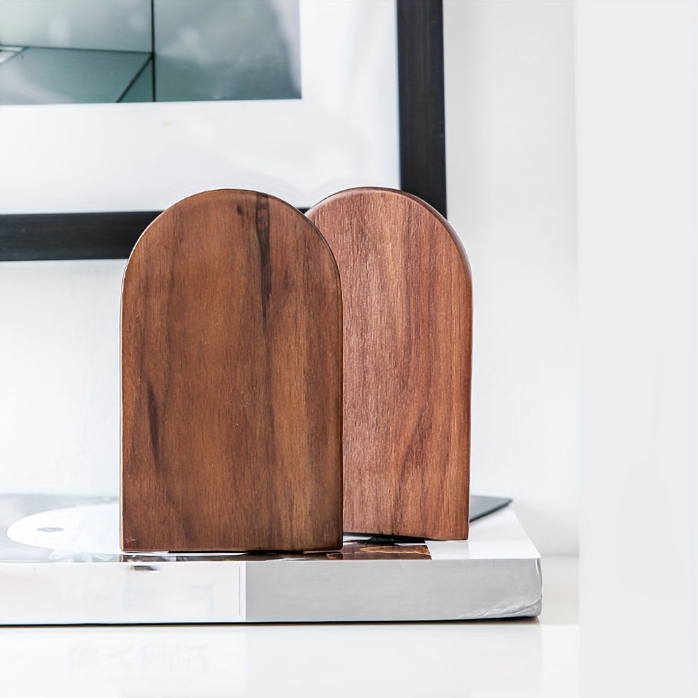 Black Walnut Wood Bookends – Heavy Duty, Non-Slip Book Holder for Shelves, Home & Office Decor