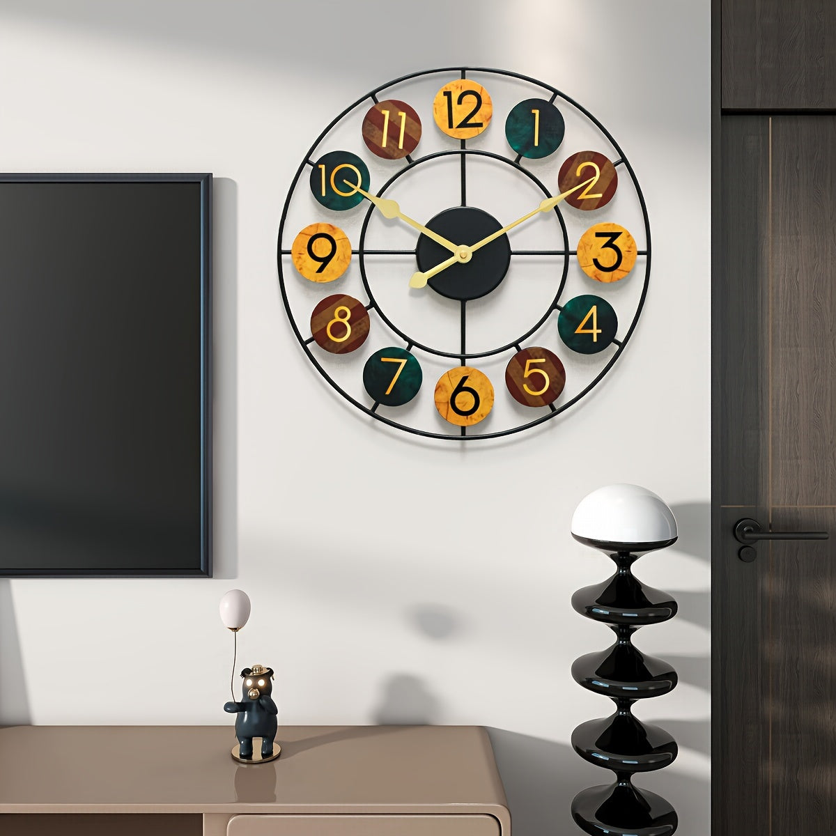 Bello Wall Clock | Retro Iron Design, Silent Quartz Movement