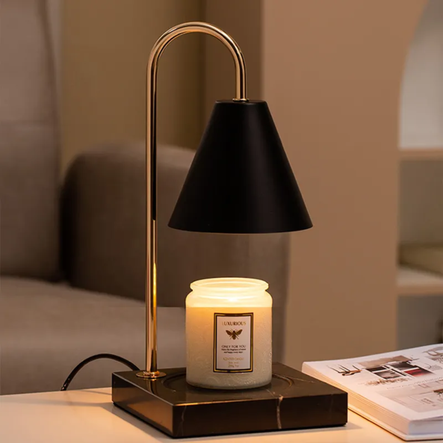 Serenity – Black Modern Adjustable Timer Candle Warmer Lamp