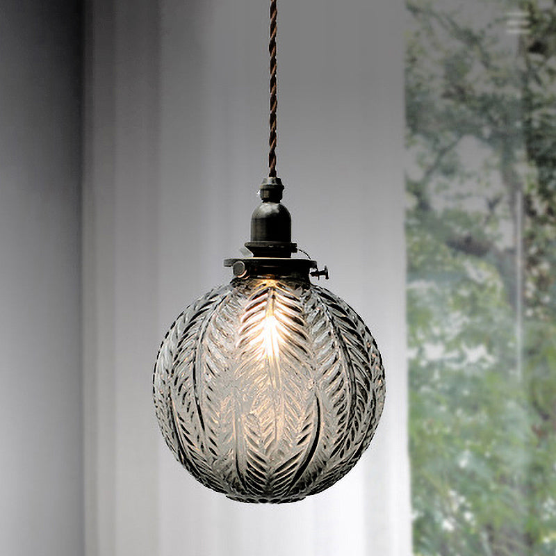 ColonialGlow: Round Pendant Light made of Glass with Colonial Design & LED-compatible – for Entryway & Living Room