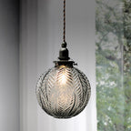 ColonialGlow: Round Pendant Light made of Glass with Colonial Design & LED-compatible – for Entryway & Living Room