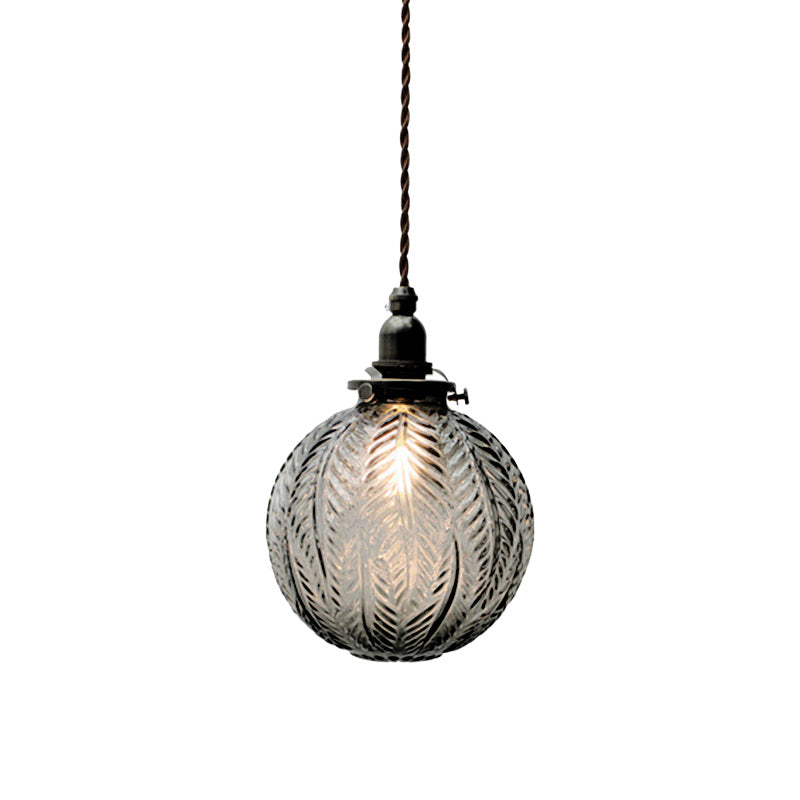 ColonialGlow: Round Pendant Light made of Glass with Colonial Design & LED-compatible – for Entryway & Living Room