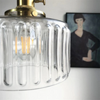 Gryo Glass Pendant Light | Ribbed Green Shade, E27 Fitting