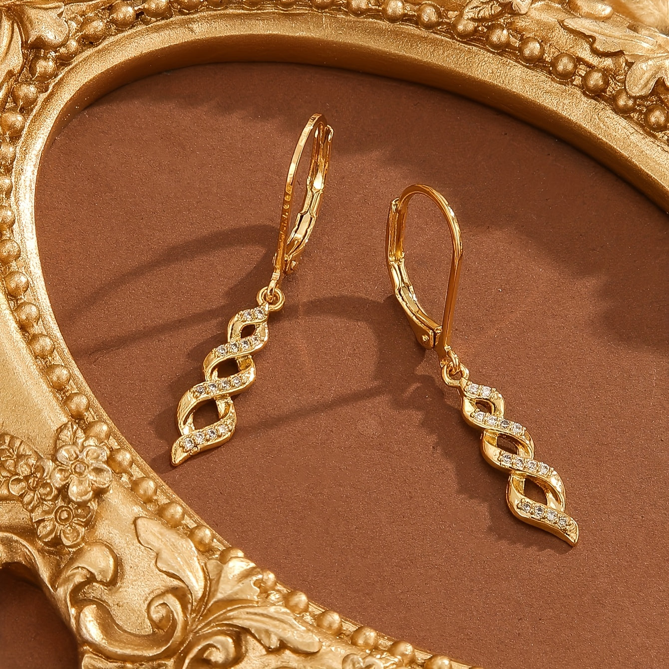 Elegant Dangle Earrings for Women Twisted Spiral Rhinestone