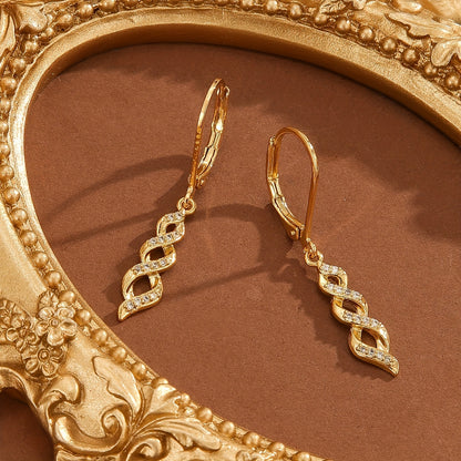 Elegant Dangle Earrings for Women Twisted Spiral Rhinestone