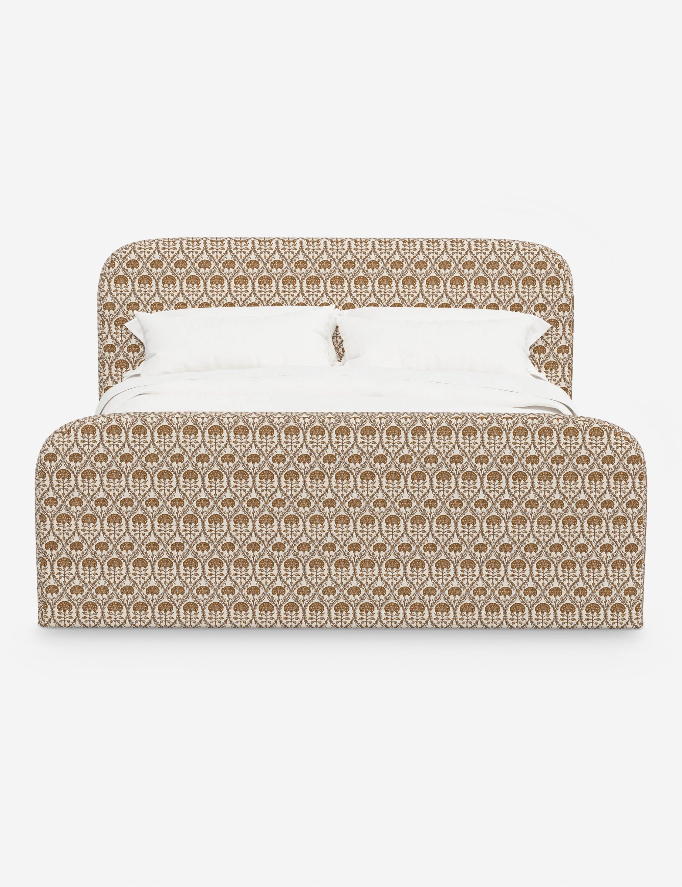 Bela Upholstered Bed | Low Rounded Headboard, Raised Footboard