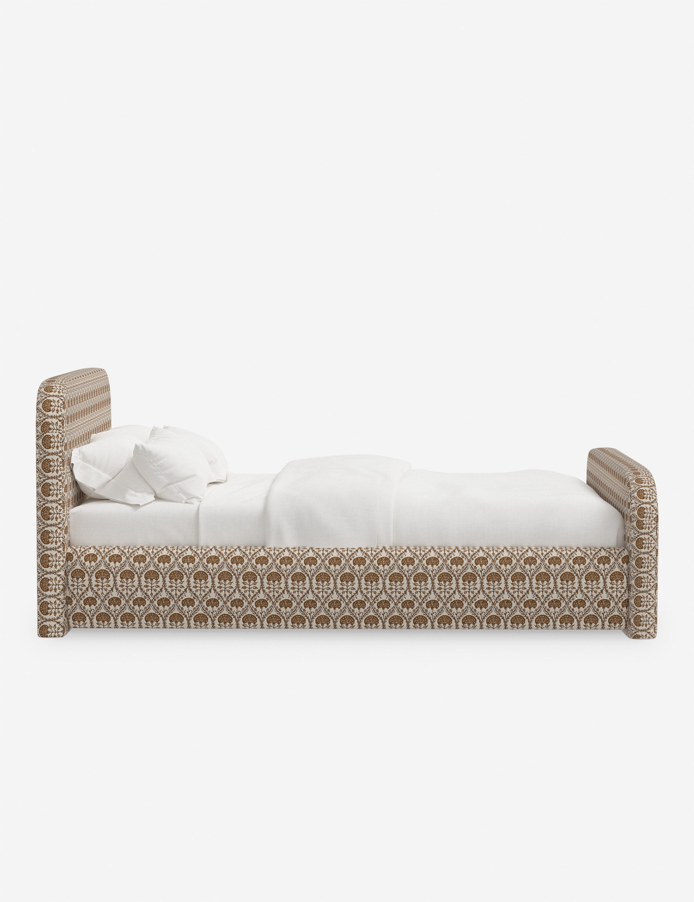 Bela Upholstered Bed | Low Rounded Headboard, Raised Footboard