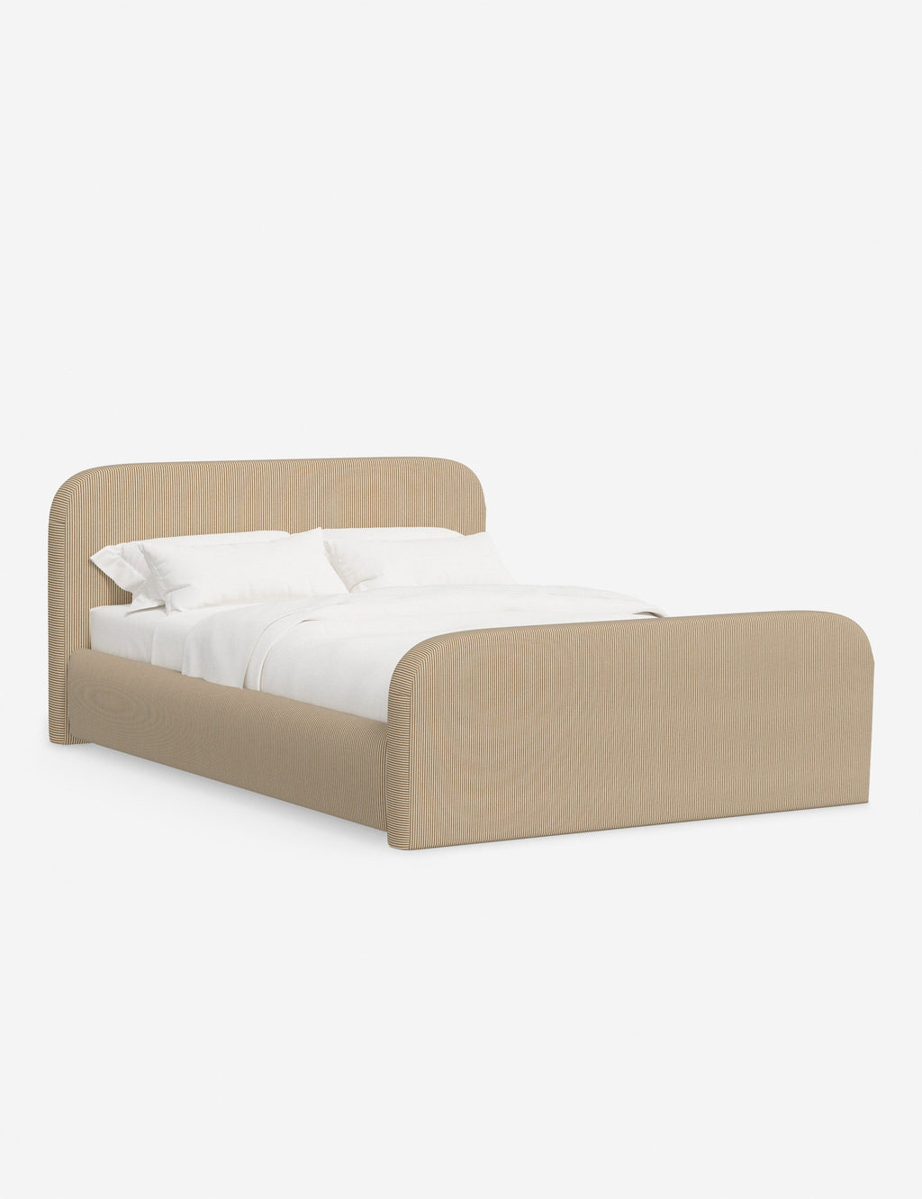 Bela Upholstered Bed | Low Rounded Headboard, Raised Footboard