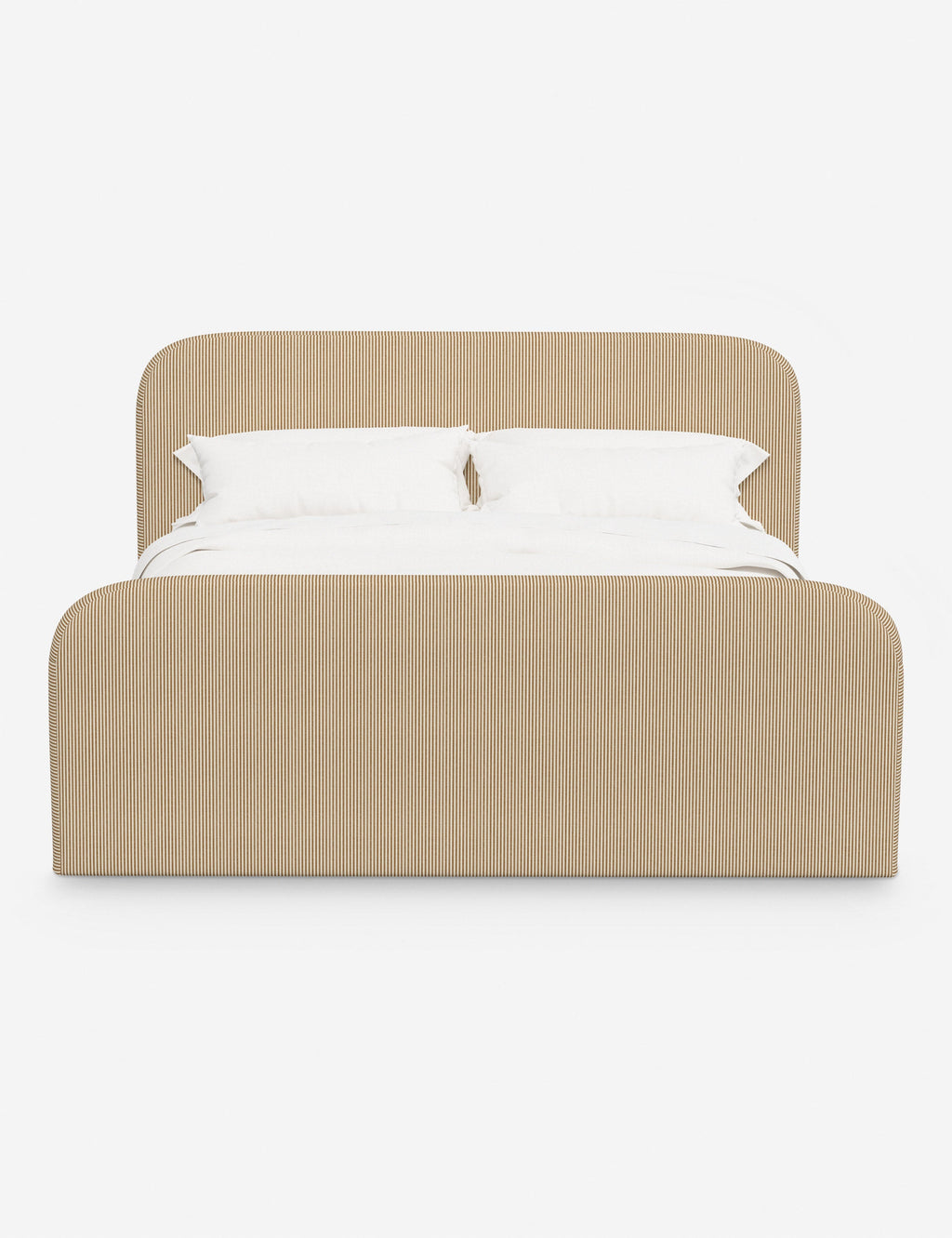 Bela Upholstered Bed | Low Rounded Headboard, Raised Footboard