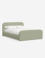Bela Upholstered Bed | Low Rounded Headboard, Raised Footboard