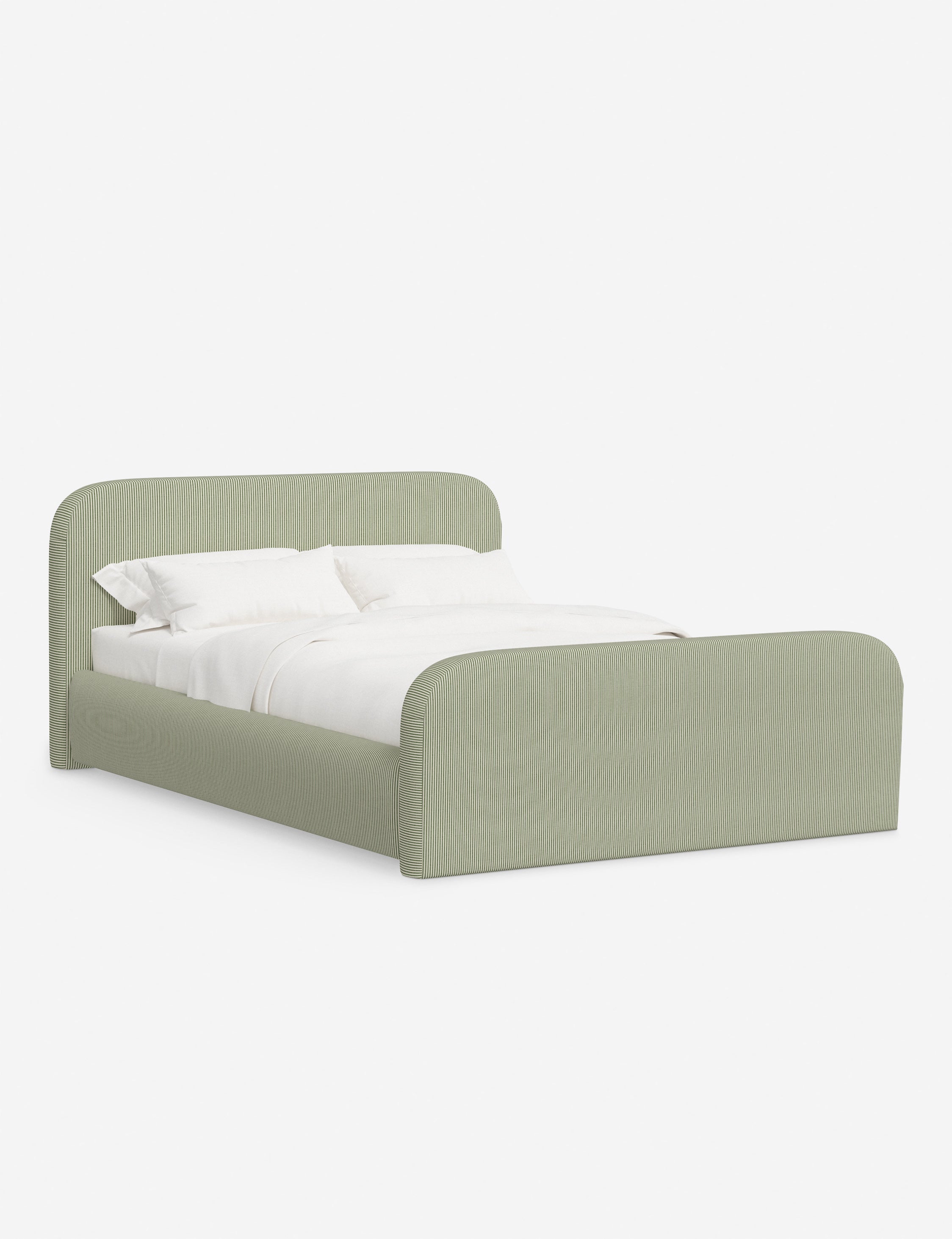 Bela Upholstered Bed | Low Rounded Headboard, Raised Footboard