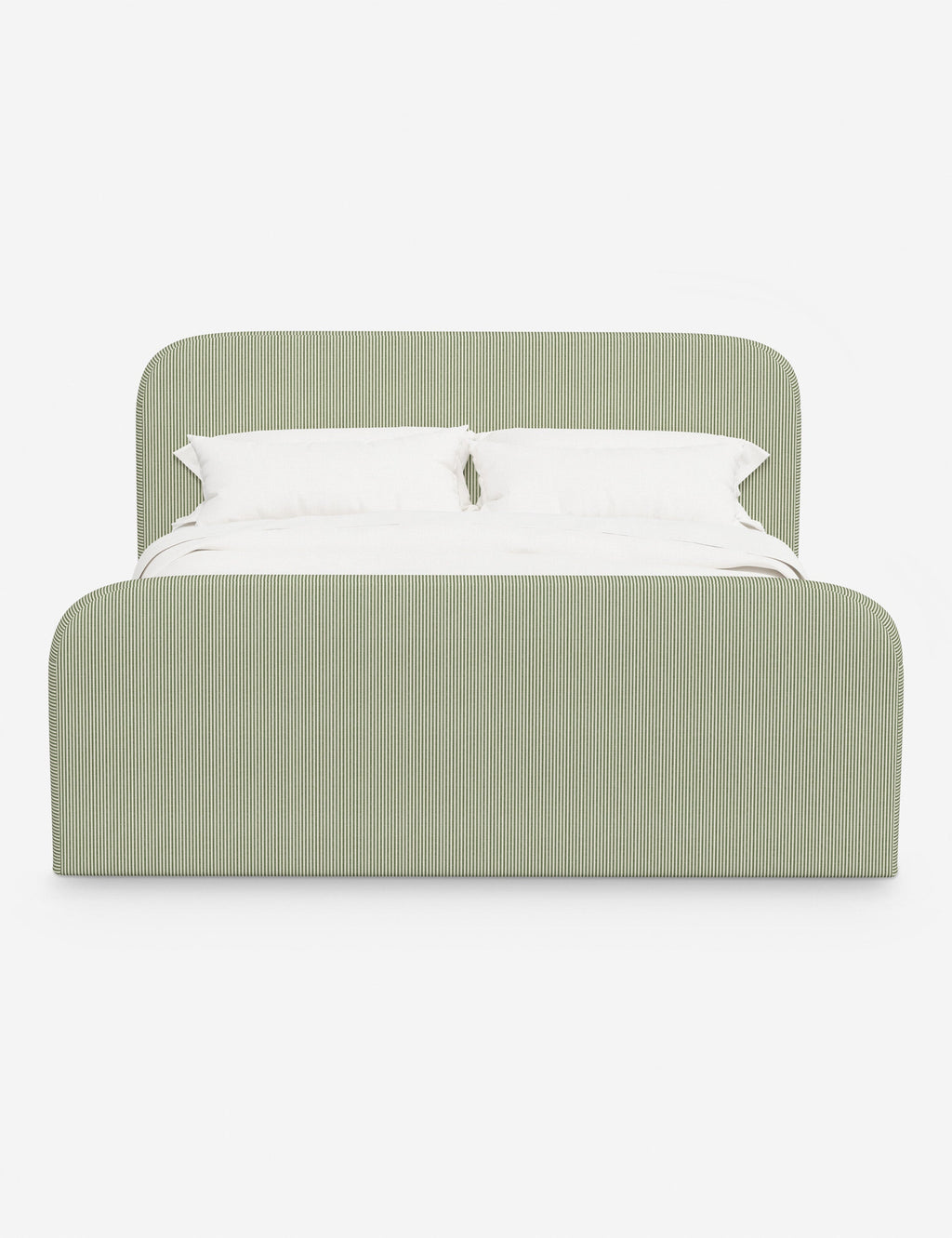 Bela Upholstered Bed | Low Rounded Headboard, Raised Footboard