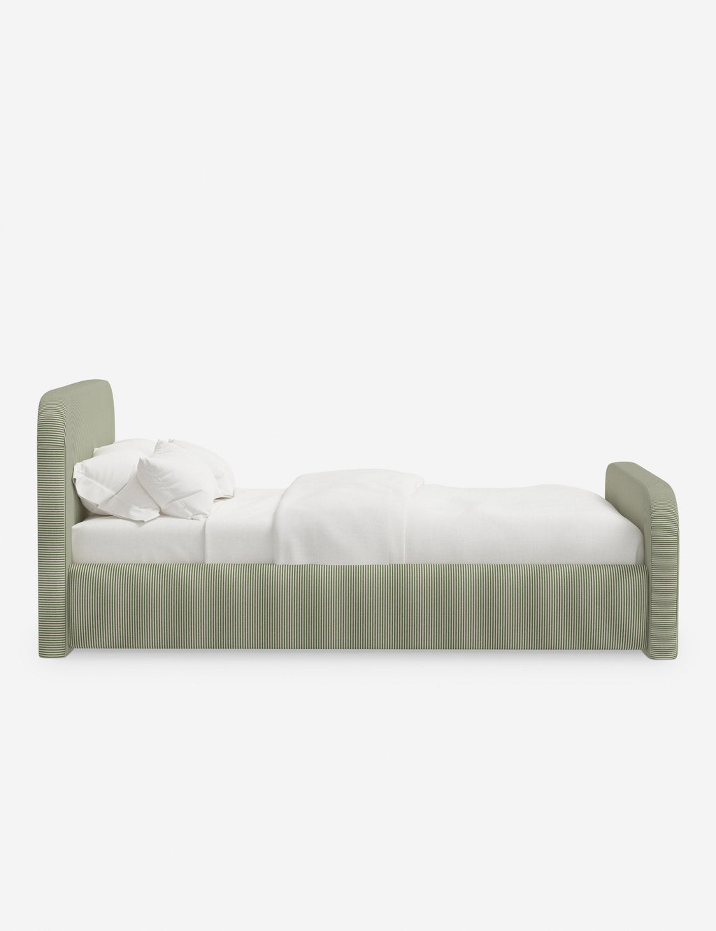 Bela Upholstered Bed | Low Rounded Headboard, Raised Footboard
