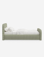 Bela Upholstered Bed | Low Rounded Headboard, Raised Footboard