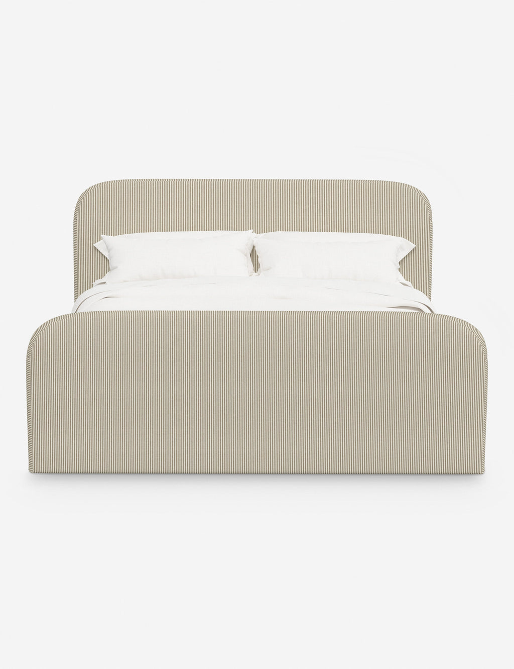 Bela Upholstered Bed | Low Rounded Headboard, Raised Footboard