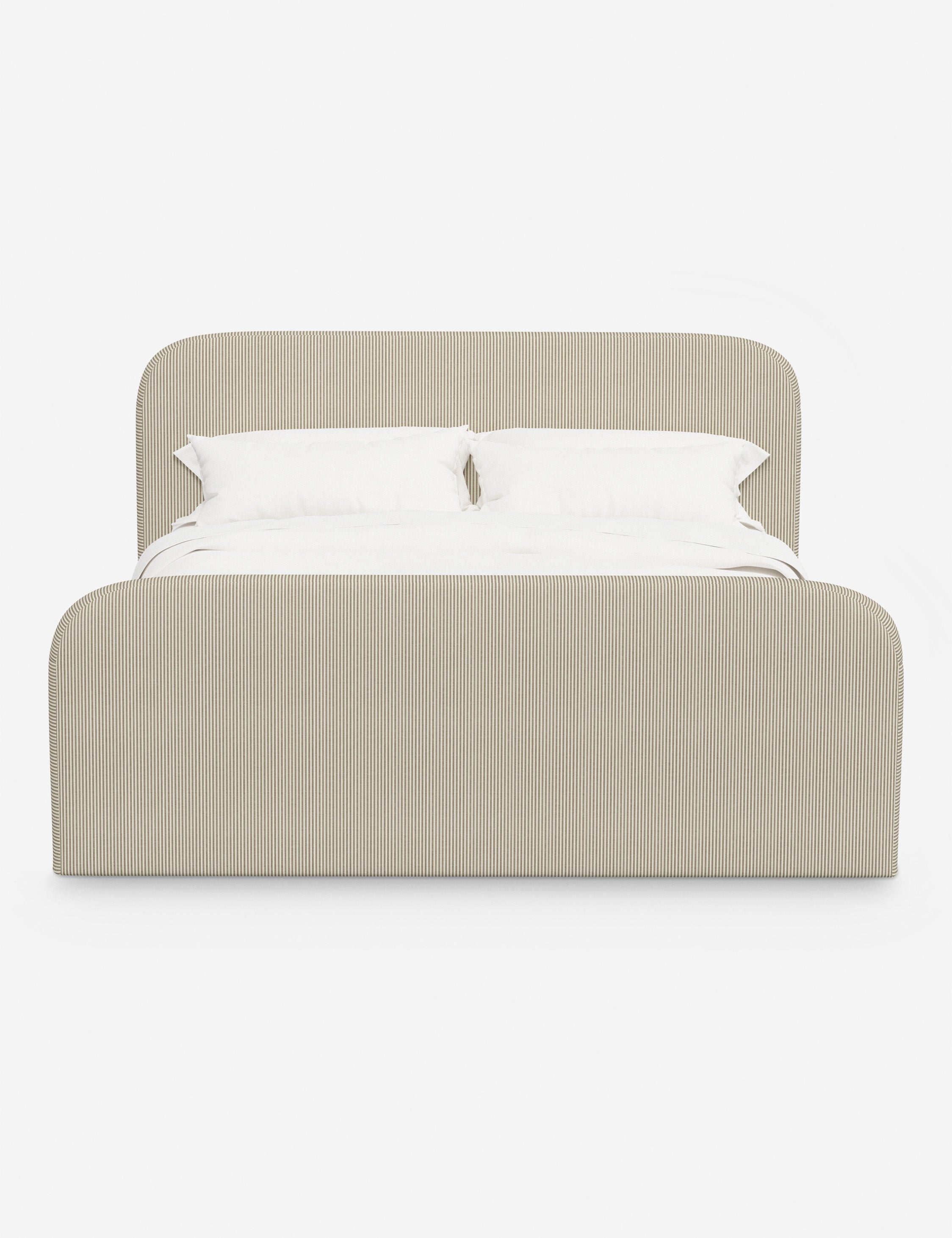 Bela Upholstered Bed | Low Rounded Headboard, Raised Footboard