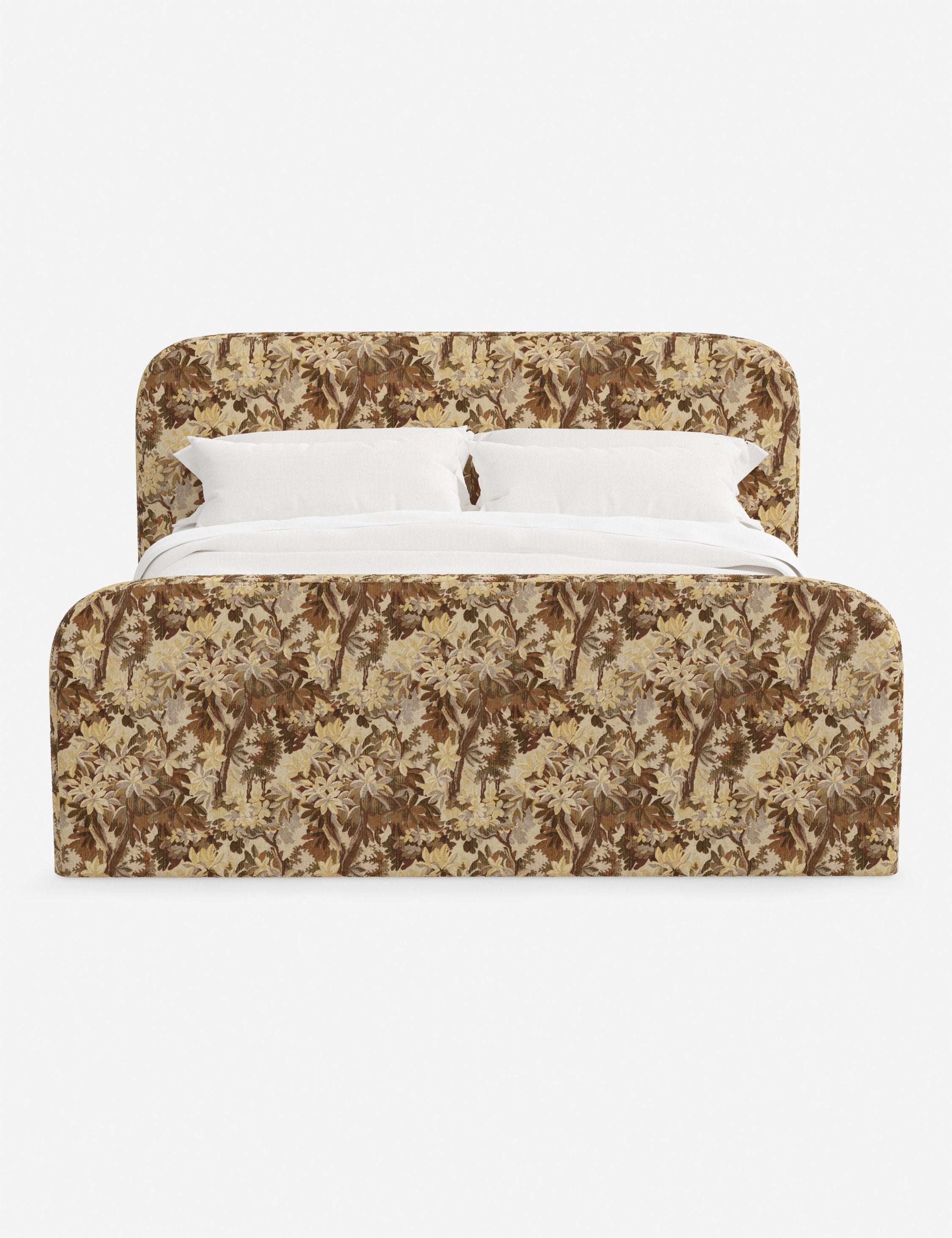 Bela Upholstered Bed | Low Rounded Headboard, Raised Footboard
