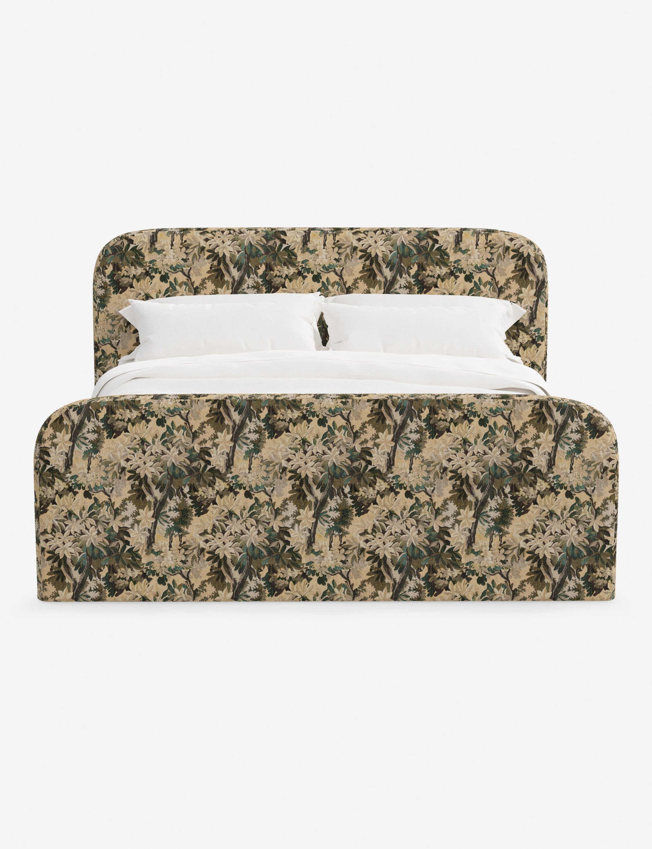 Bela Upholstered Bed | Low Rounded Headboard, Raised Footboard