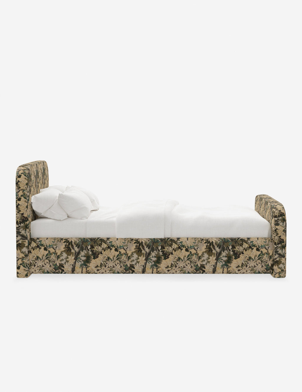 Bela Upholstered Bed | Low Rounded Headboard, Raised Footboard