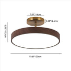 Japanese Wabi-Sabi Minimalist Round Wood Grain LED Semi-Flush Mount Light