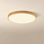 Ultra-Slim Round LED Flush Mount Ceiling Light in Nordic Solid Wood