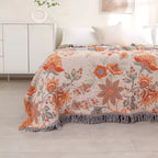 Rustic Boho Blanket with Floral Pattern | 100% Cotton