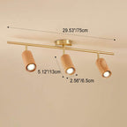 Nordic Minimalist Walnut Wood Linear Track LED Ceiling Light - Available in 1, 2, 3, or 4 Lights
