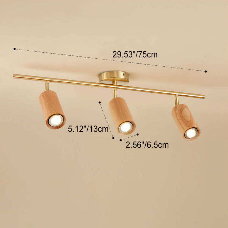 Nordic Minimalist Walnut Wood Linear Track LED Ceiling Light - Available in 1, 2, 3, or 4 Lights