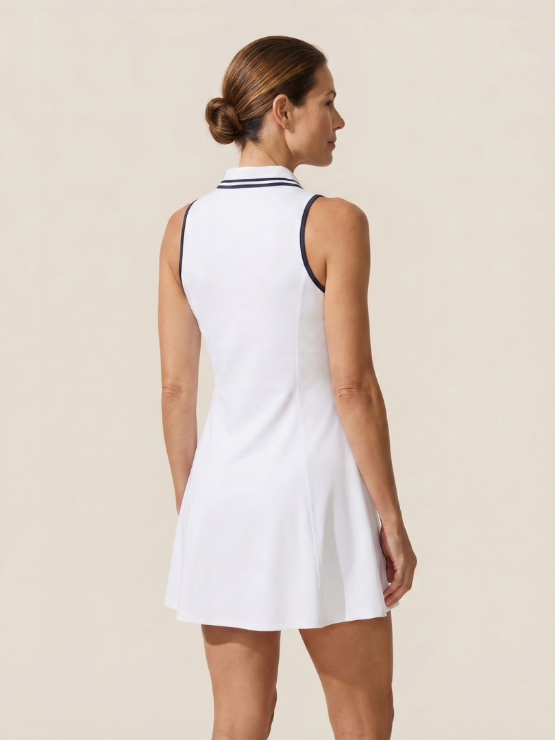 Stylish Tennis Dress for Women Zip-Collar Sleeveless Fit-and-Flare