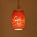 Rustic Wine Barrel Resin 1-Light Pendant Fixture