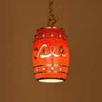Rustic Wine Barrel Resin 1-Light Pendant Fixture