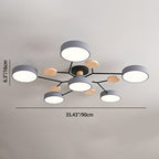 Modern Scandinavian Round LED Semi-Flush Mount Ceiling Light with Molecule Branch Design for Living Room