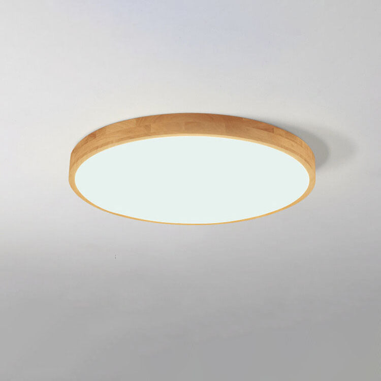 Ultra-Slim Round LED Flush Mount Ceiling Light in Nordic Solid Wood