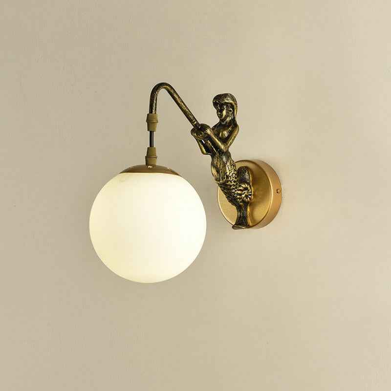 Rustic Vintage Mermaid 1-Light Wall Sconce Lamp