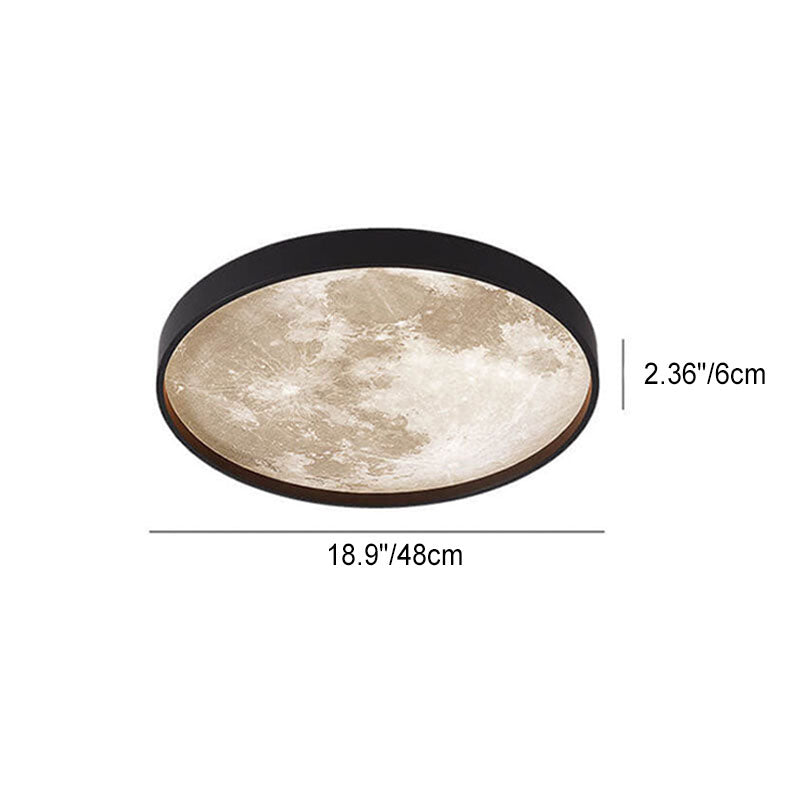 Nordic-Inspired Round LED Flush Mount Ceiling Light with Moon Design
