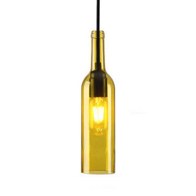 Vintage Glass Wine Bottle 1-Light Pendant Fixture