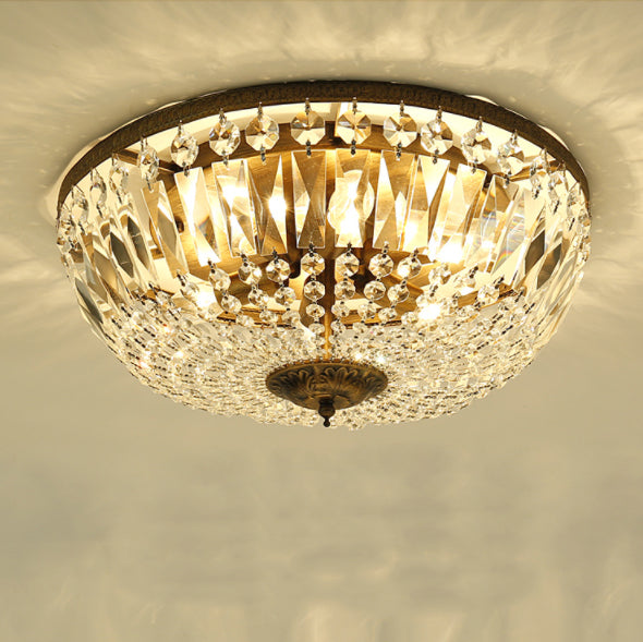 Retro Round Crystal Flush Mount Ceiling Light - 4/6 Lights