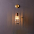 1-Light Wall Sconce Lamp with Japanese Walnut, Glass, and Copper Cylinder Design