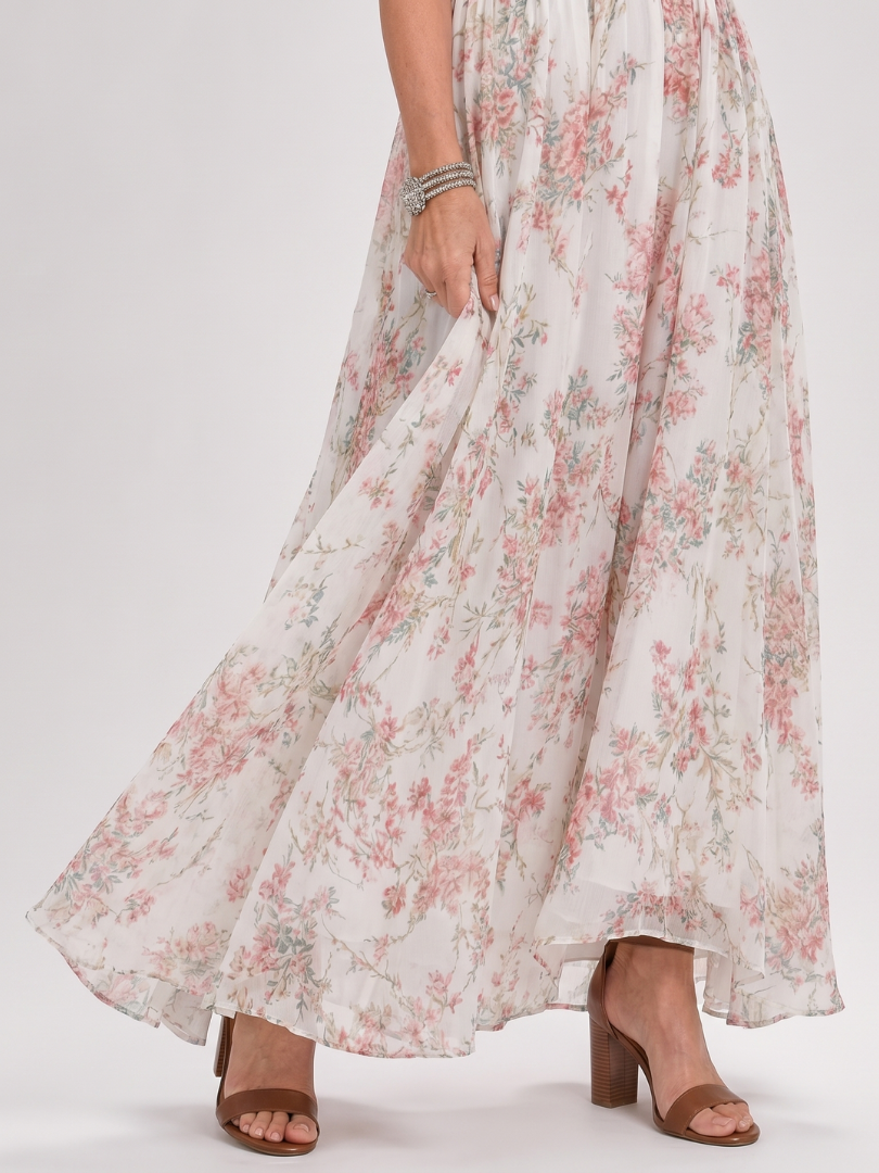 Elegant Floral Maxi Dress for Women Halter Belted