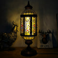 Antique Turkish Stained Glass Lantern Table Lamp with Single Light